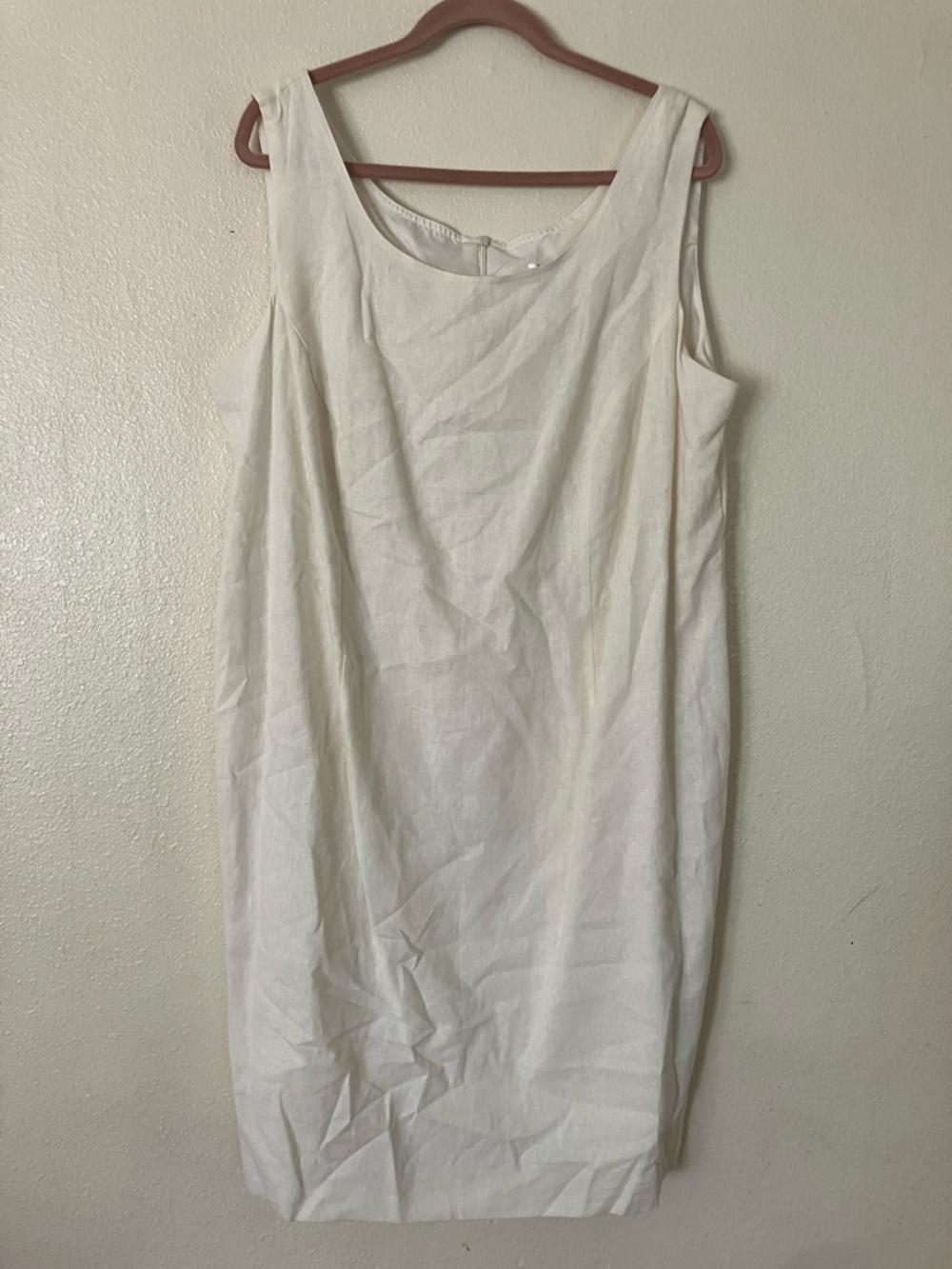 Linen Blend Cream Sheath Dress, 22W